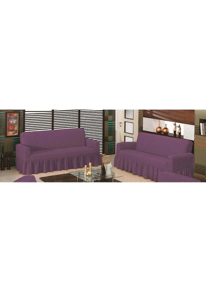 Mor Bürümcük Maxi Çekyat Koltuk Örtüsü (3+3)