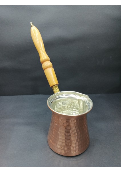 Bakır Çekiçli Derin Sosluk 14 cm ve 4 Kişilik Bakır Cezve