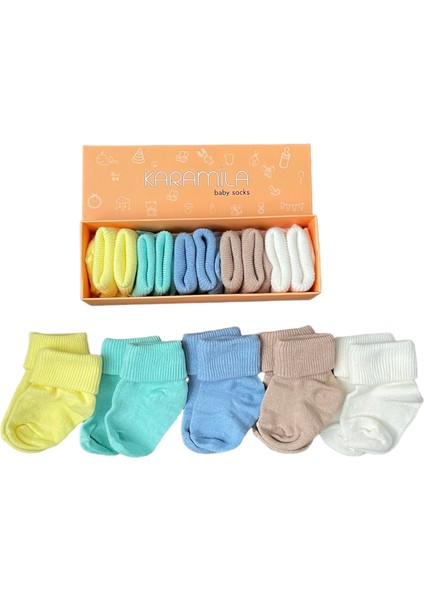 5'li Erkek Set Bebek Bambu Çorap - Baby Bamboo Socks - Yenidoğan Çorap