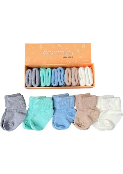 5'li Erkek Set Bebek Bambu Çorap - Baby Bamboo Socks - Yenidoğan Çorap