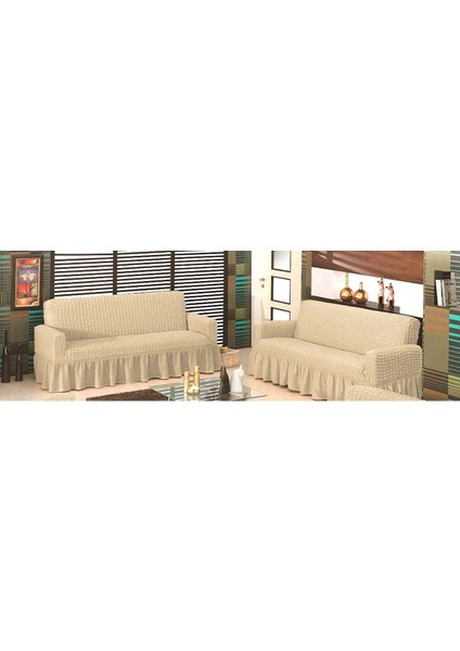 Bürümcük Koltuk Örtüsü Maxi Çekyat (3+3)-Naturel