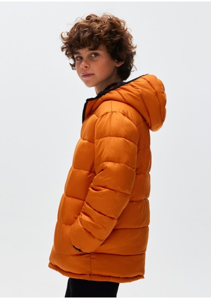 8-16 Yaş Erkek Çocuk Çift Taraflı Mont Turuncu