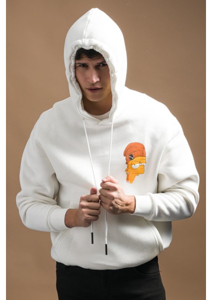 Blow Up Regular Fit Kapşonlu 3 Iplik Kalın Içi Polarlı Kangru Cepli Baskılı Erkek Sweatshirt