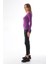 Kadın Viskon Dekolte Yaka Slim Fit Tişört-Mor 3