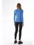 Kadın Viskon Dekolte Yaka Slim Fit Tişört-Mavi 4