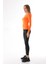 Kadın Viskon Dekolte Yaka Slim Fit Tişört-Turuncu 3