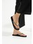 Kadın Gümüş Sıra Taşlı Rahat Siyah Parmak Arası Terlik Flipflops 3