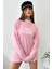 Kadın Oversize Not Today Baskılı Pembe Sweatshirt 1