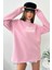 Kadın Oversize Not Today Baskılı Pembe Sweatshirt 4