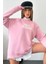 Kadın Oversize Not Today Baskılı Pembe Sweatshirt 5