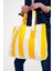 Kadın Kanvas 2 Cepli Günlük Renkli Plaj Omuz Çantası Sarı 2