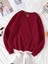 Kadın Bordo Düz Bisiklet Yaka Sweatshirt 1