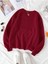 Kadın Bordo Düz Bisiklet Yaka Sweatshirt 2