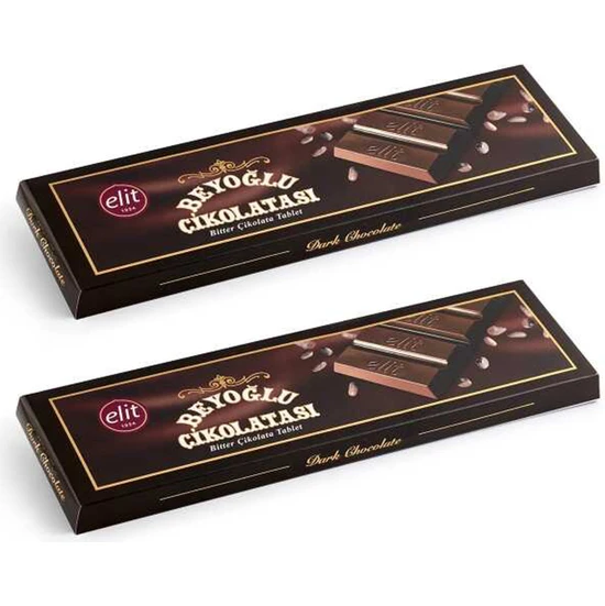 Elit Meşhur Beyoğlu Çikolatası Bitter Tablet Çikolata 300g 2'li Set (2x300g) Glutensiz
