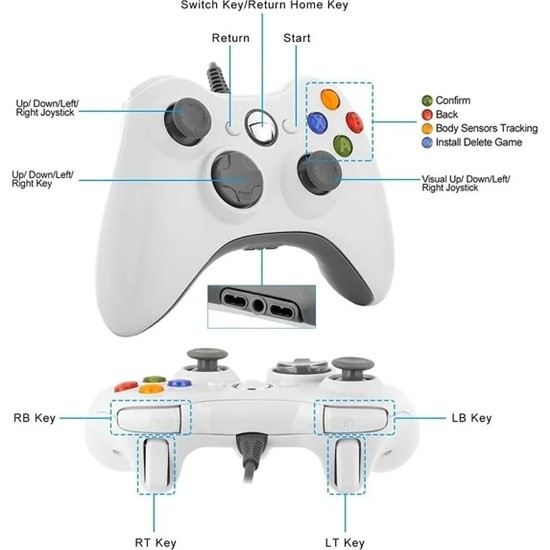 Adalia Xbox 360 ve Pc Uyumlu Kablolu Joystick Gamepad Fiyatı