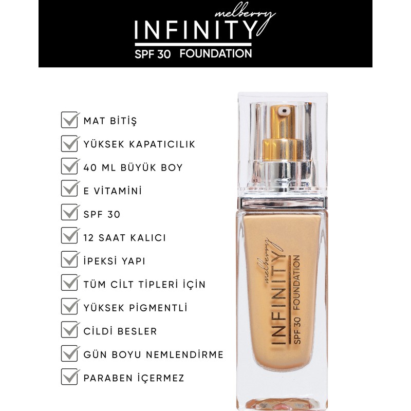 Melberry Cosmetics Infinity Fondöten Light Büyük Boy 40 ml Foundation
