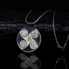 Tesbih Sepetim 925 Ayar Gümüş Koruma Sureleri Yazılı Madalyon Kolye