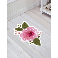 Colorix Carpet Özel Kesim Çiçek Desenli Kaymaz Taban Paspas No: 125
