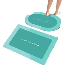 Masoffy Gök Mavisi-Oval Büyük Anında Kuruyan Banyo Paspası Çabuk Kuruyan Halı Süper Emici Zemin Hafızalı Köpük Banyo Paspası Kaymaz Halı Banyo Ürünleri (Yurt Dışından)