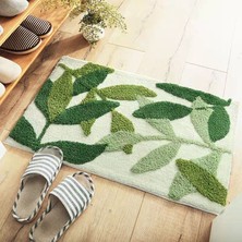 Masoffy B 40X60CM Yeşil Yapraklar Akın Banyo Paspası Kaymaz Emici Mikrofiber Banyo Halısı Ev Giriş Kapısı Paspası Süper Yumuşak Banyo Halısı Tapijt (Yurt Dışından)