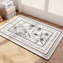 Masoffy C 50 x 80 cm Emici Diyatomlu Toprak Banyo Paspasları Buket Desen Oval Hızlı Kuruyan Yıkanabilir Banyo Halıları Kauçuk Kaymaz Destekli Yarım Daire (Yurt Dışından)