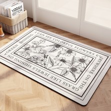 Masoffy C 50 x 80 cm Emici Diyatomlu Toprak Banyo Paspasları Buket Desen Oval Hızlı Kuruyan Yıkanabilir Banyo Halıları Kauçuk Kaymaz Destekli Yarım Daire (Yurt Dışından)