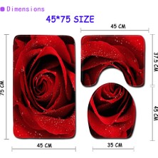 Masoffy Cb Sevgililer Günü Kırmızı Gül Banyo Paspas Bathmate Kaymaz Banyo Halıları 3D Tuvalet Paspas Mutfak Paspas Halı Tuvalet Klozet Kapağı (Yurt Dışından)