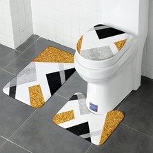 Masoffy Limon 45X75 cm Kalın Flanel Banyo Banyo Paspas Seti Tuvalet Halıları U Şekli Banyoda Zemin Halıları Tuvalet Ayak Pedi Anti Patinaj Yıkanabilir Kapak Kapağı (Yurt Dışından)