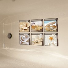 Masoffy Kabukları Kaymaz Küvet Çıkartmaları Küvet Dövmeler Aplikler Küvet Çıkartmaları Basamakları Banyo Dekorasyonu 3D Baskı (6 Adet Set) (Yurt Dışından)