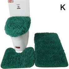 Masoffy Yeşil 3 Adet/takım Renkli Banyo Paspas Seti Dikdörtgen Kabarık Kıllar Banyo Halıları Modern Tuvalet Kapağı Kilim Seti Banyo Aksesuarları (Yurt Dışından)