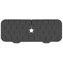 Masoffy Siyah 37X14 cm Silikon Musluk Emici Mat Mutfak Lavabo Sıçrama Koruması Lavabo Su Sıçrama Koruması Banyo Tezgahı Koruyucu Lavabo Drenaj Mat (Yurt Dışından)