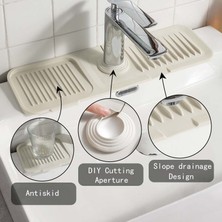 Masoffy Siyah 37X14 cm Silikon Musluk Emici Mat Mutfak Lavabo Sıçrama Koruması Lavabo Su Sıçrama Koruması Banyo Tezgahı Koruyucu Lavabo Drenaj Mat (Yurt Dışından)