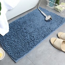 Masoffy Duman Mavisi 70X140 cm Düz Renk Banyo Paspas Banyo Halıları Şönil Su Emme Küvet Lavabo Zemin Mat Kaymaz Tuvalet Halısı Peluş Ayak Mat (Yurt Dışından)