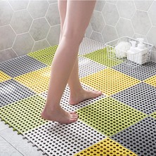 Masoffy Grey-2 30X30CM 12 Adet Kaymaz Banyo Paspasları Banyo Halısı Pvc Örgü Yumuşak Plastik Kaymaz Mat Ayak Masajı Tuvalet Ekleme Zemin Mat Duş Mat (Yurt Dışından)