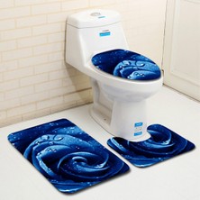 Masoffy Rose 01 Büyük Boy-3 Adet 3 Adet Gül Desenli Banyo Paspas Seti Flanel Banyo Halı Seti Tuvalet Zemin Mat Banyo Duş Odası Emici Ayak Mat Tuvalet Paspasları (Yurt Dışından)