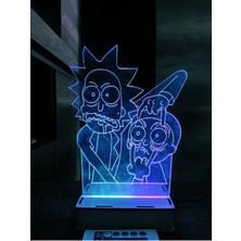 Deluxe Wood Rick And Morty 16 Renk Gece Lambası Masa Lambası Uzakdan Kumandalı Animasyonlu Çok Renkli