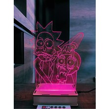 Deluxe Wood Rick And Morty 16 Renk Gece Lambası Masa Lambası Uzakdan Kumandalı Animasyonlu Çok Renkli