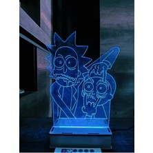 Deluxe Wood Rick And Morty 16 Renk Gece Lambası Masa Lambası Uzakdan Kumandalı Animasyonlu Çok Renkli