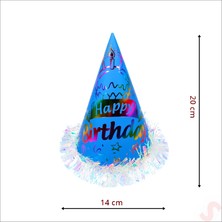 Süsle Bebek ve Parti Hologram Happy Birthday Şapka, 24CM x 1 Adet - Mavi