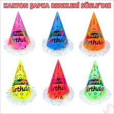 Süsle Bebek ve Parti Hologram Happy Birthday Şapka, 24CM x 1 Adet - Mavi