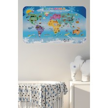 Lila Fil Lilafil Eğitici Dünya Haritası Dünya Atlası Çocuk ve Bebek Odası Duvar STICKER-3779