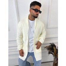 Elku Moda Hırka Örgülü Şal Yaka Cepli Lazer Kesim Yırtık Detaylı Tüylenmez Örgü Triko Hırka