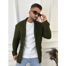 Elku Moda Hırka Kalın Örgü Şal Yaka Cepli Panço Triko Hırka
