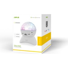 Jopus Disco Ball Fm Radio Sd Kart ve USB Destekli Işıklı Şarjlı Kablosuz Bluetooth Hoparlör  Beyaz