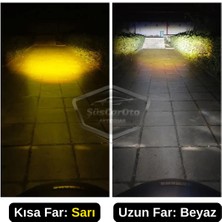 ŞüsCarOto Aksesuar Otomobil Araç Motosiklet Mercekli Far Ampulü LED Far Çift Renk Sarı-Beyaz Csp LED Lamba Delici Yayıcı Uzun Kısa 1 Adet H4