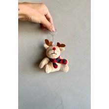 Miamantra Yılbaşı Temalı Elbiseli Sevimli Peluş Geyik Model Bej Anahtarlık , Çanta Aksesuarı Hediyelik (12 Cm)