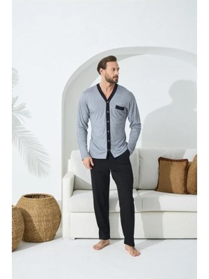 Kly Pijama Kly 9240 V Yaka Boydan Düğmeli Pijama Takım