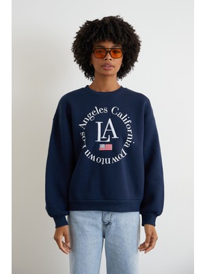 Foremia Baskılı Sweatshirt-Lacivert