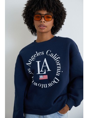 Foremia Baskılı Sweatshirt-Lacivert