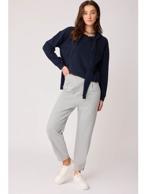 Vitrin Beli Lastikli Paçası Düğmeli Triko Pantolon